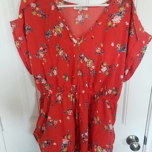 Speed Limit Red Floral blouse with half zipper in the front size 2X